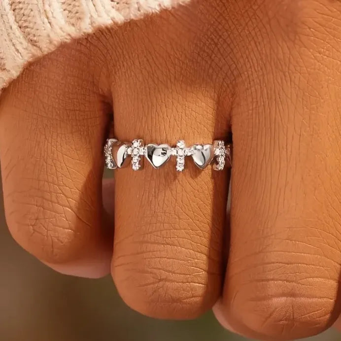 Heart and Cross Cubic Zirconia Rings for Women Elegant Party Jewelry