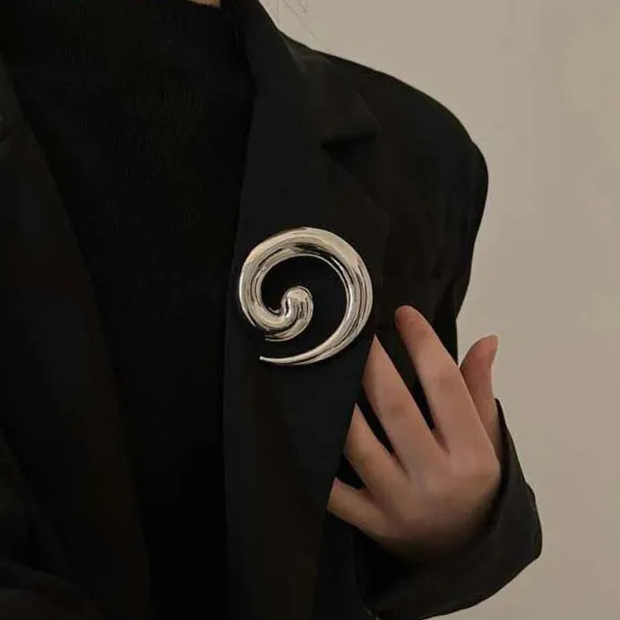 Gold Irregular Metal Spiral Vortex Brooch Zinc Alloy Corsage Pin Gift