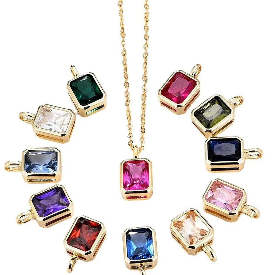 Multicolor Crystal Square Zircon Gold Choker Necklace for Women Party Jewelry