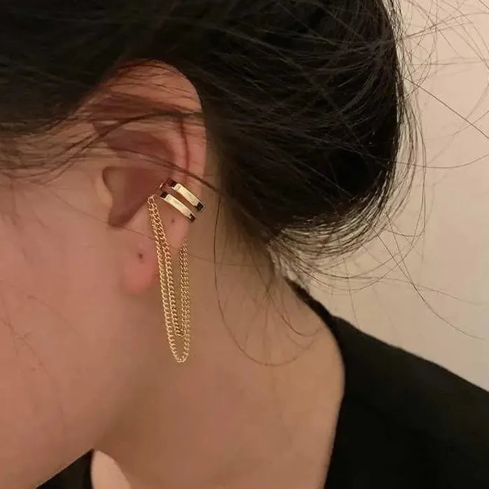 Long Tassel Clip Earrings for Women Girls Pearl Cubic Zirconia Fashion Jewelry