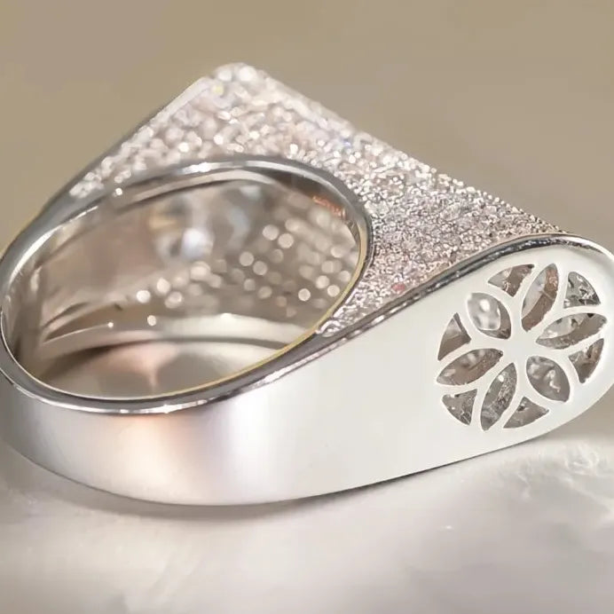 Geometric Pave Cubic Zirconia Cocktail Ring for Women Wedding Jewelry