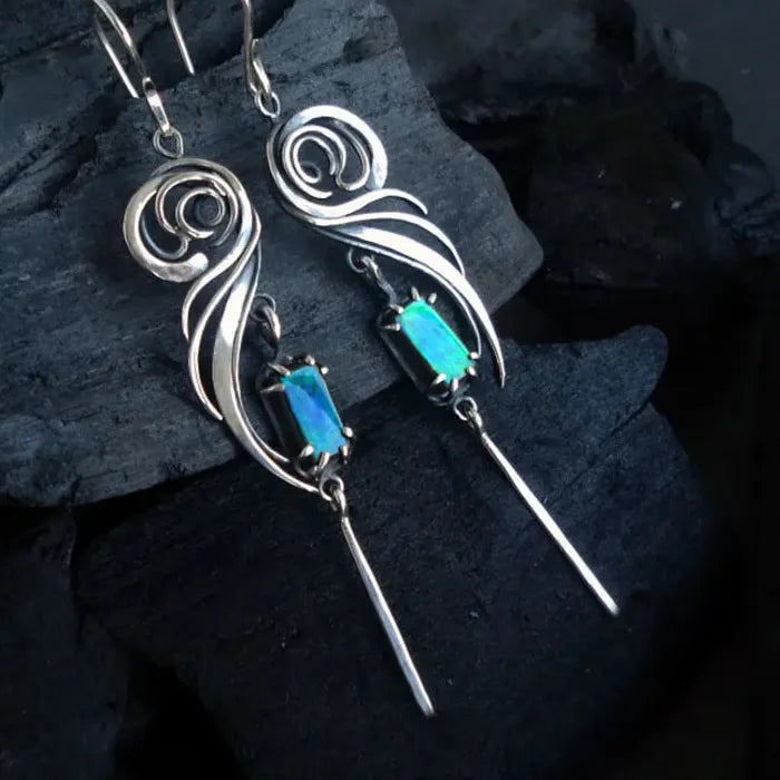 Vintage Zinc Alloy Irregular Geometric Spiral Tassel Earrings for Women Small Pendant