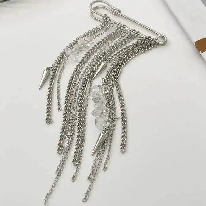 Retro Zinc Alloy Geometric Chain Fringe Brooch Pin Punk Jewelry