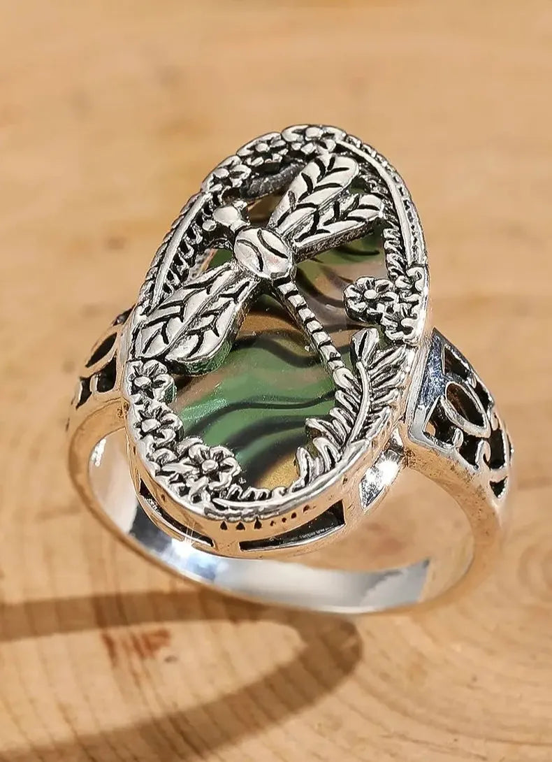Vintage Silver Color Dragonfly Ring for Women Zinc Alloy Fashion Jewelry
