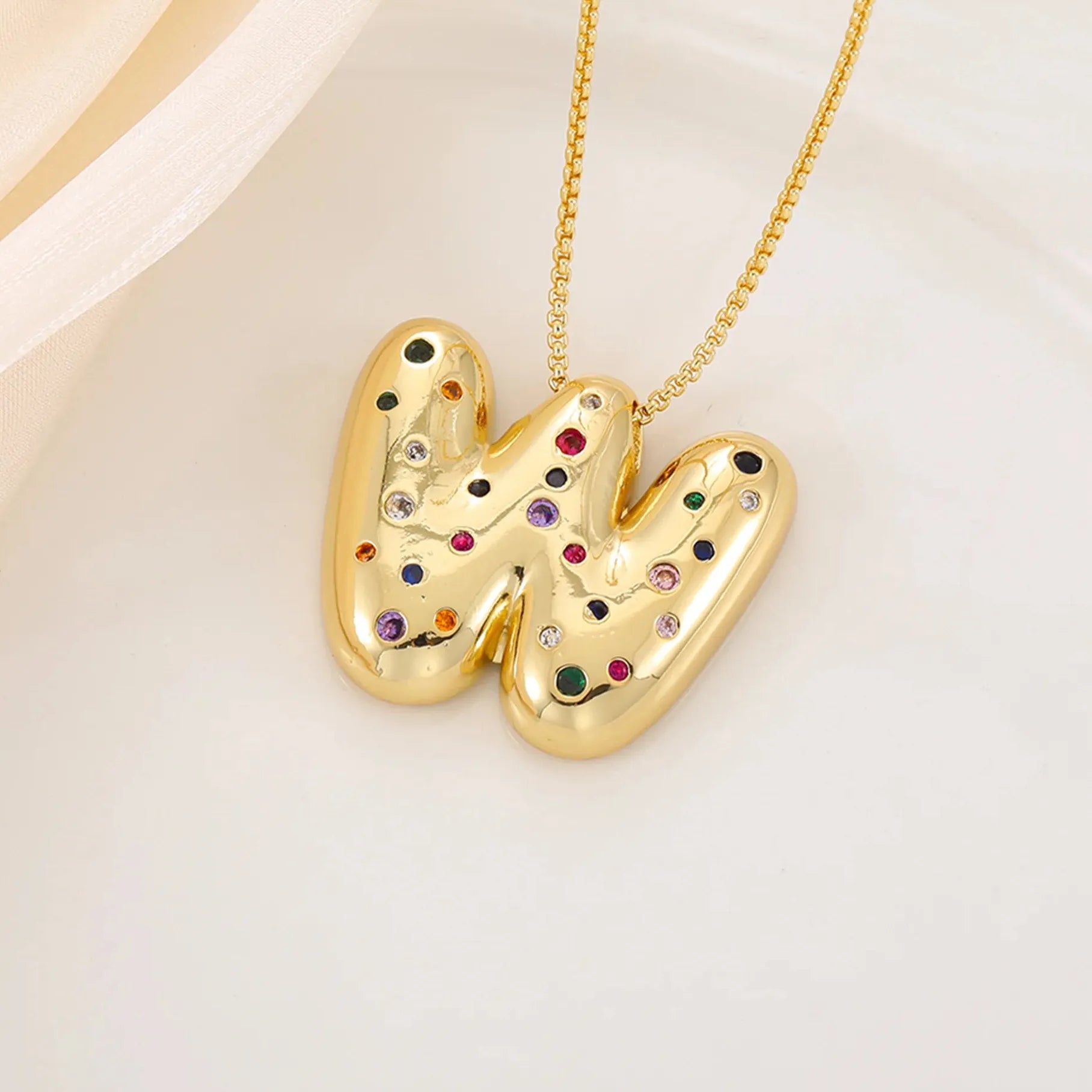 18K Gold Plated A-Z Letter Pendant Necklace for Women Gift Cubic Zirconia