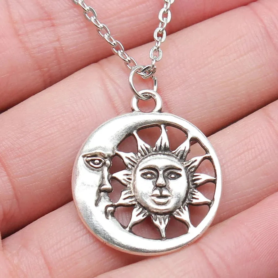 Moonstone Crescent Moon Pendant Necklace Vintage Boho Celestial Jewelry Gifts