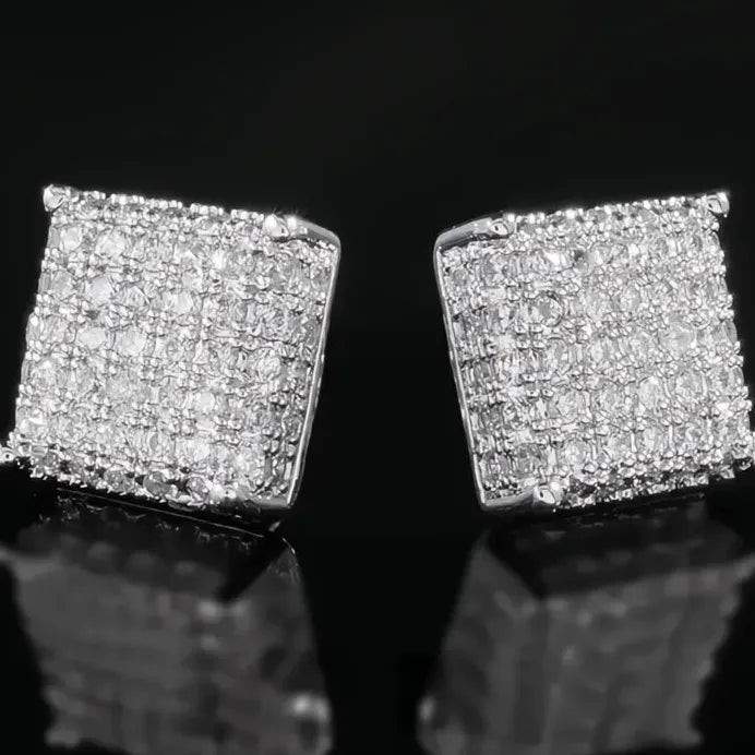 Square Micro Paved Cubic Zirconia Stud Earrings for Women Jewelry
