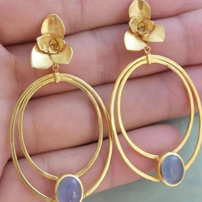 Gold Silver Plated Geometric Big Round Clip Earrings No Pierced Zinc Alloy