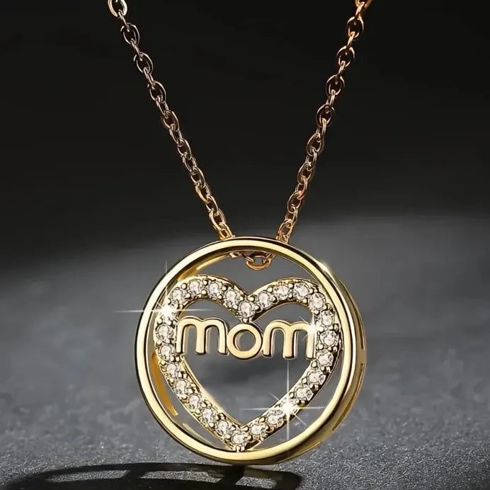 Women's Trendy Round Love CZ Pendant Necklace Stylish Fashion Gift Mom