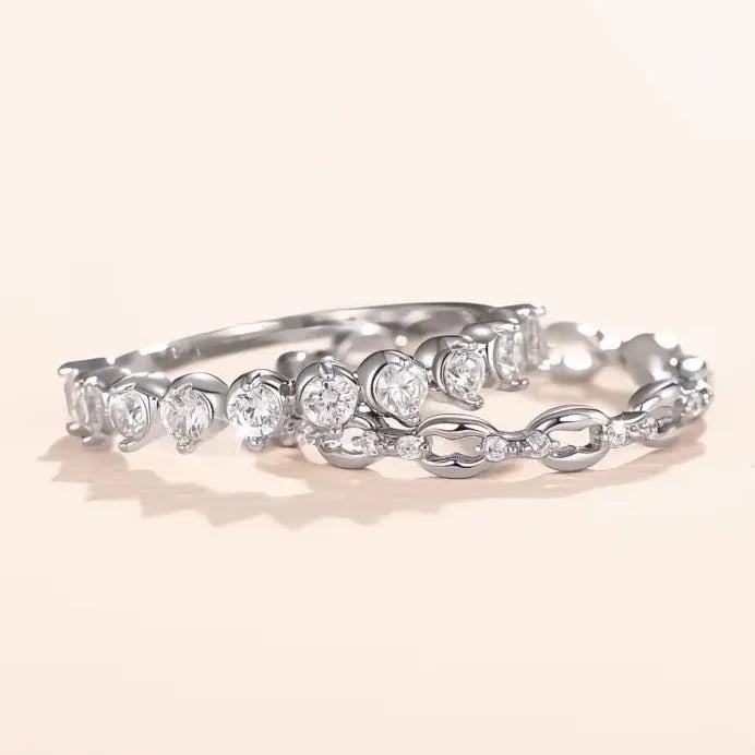 Elegant Trendy Cubic Zirconia Brass Rings Set for Women Party Jewelry