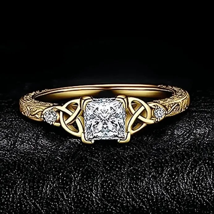 Nobel Princess Geometric Cubic Zirconia Wedding Band Ring for Women