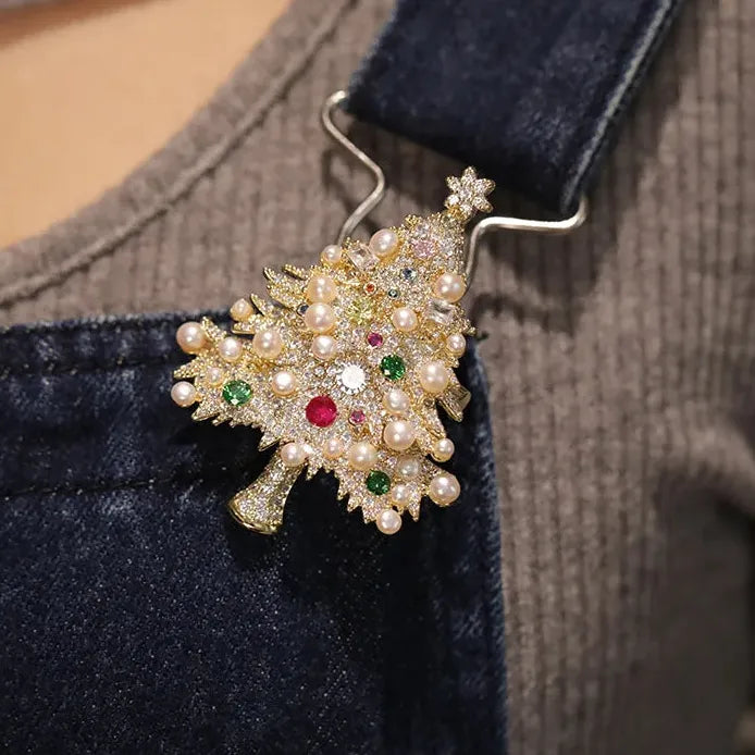 Luxury Christmas Tree Brooch Pin Classic Style Jewelry Gift for Women