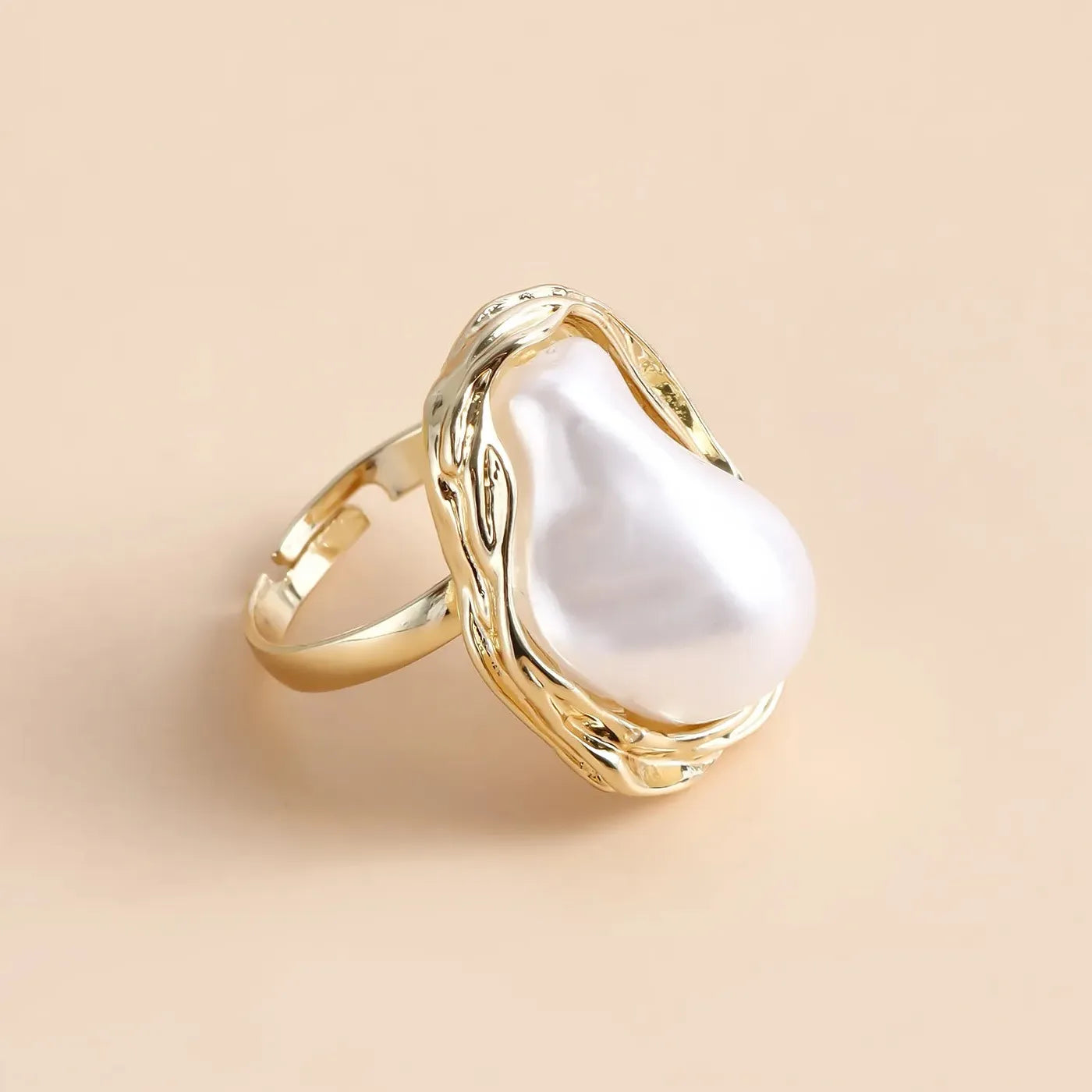 Vintage Baroque Pearl Necklace Bracelet Ring Set Gold Jewelry Gift Elegant
