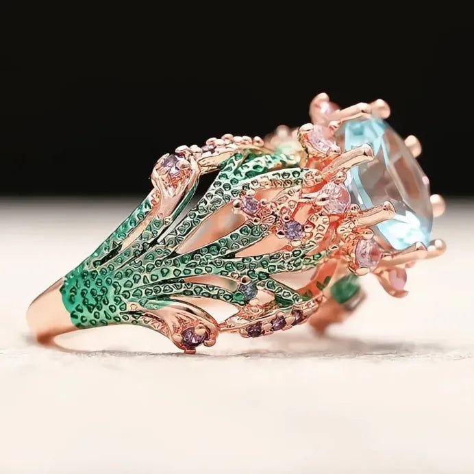Plant-Inspired Engagement Ring with Sparkling Cubic Zirconia Gift