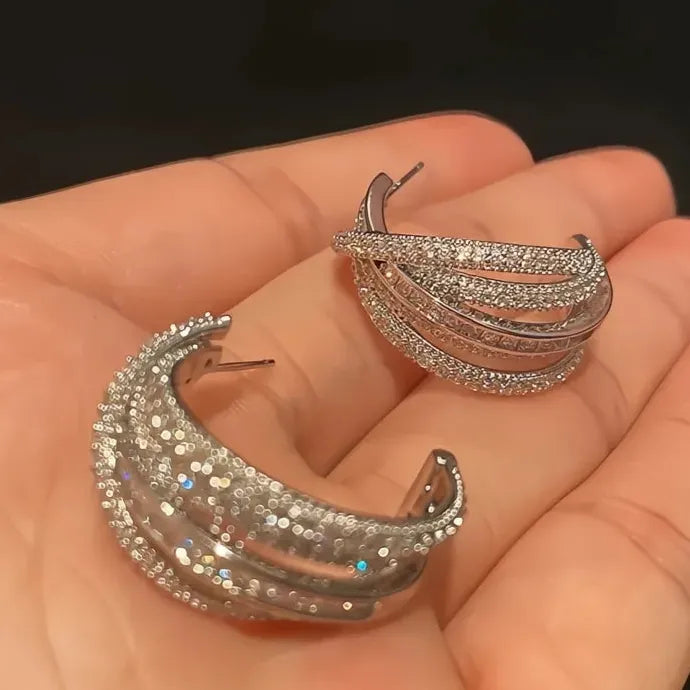 Claw Shaped Women Hoop Earrings Copper Alloy with Cubic Zirconia Jewelry