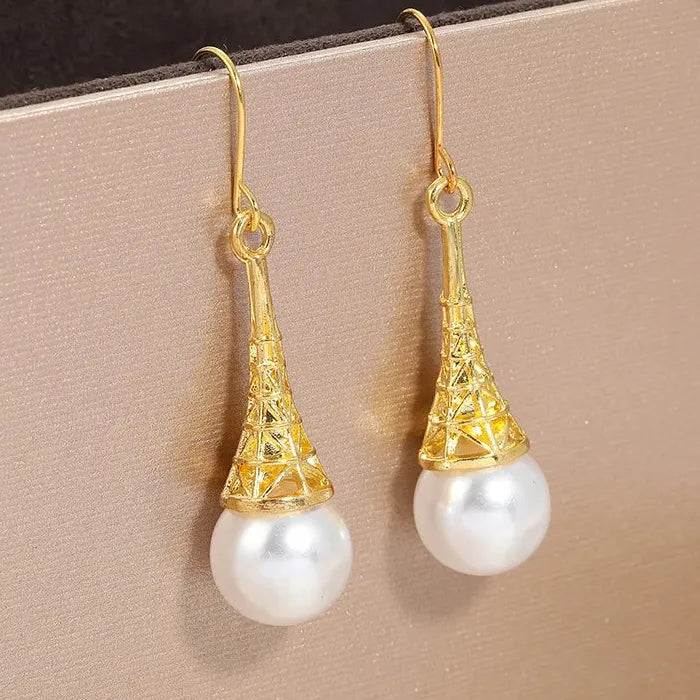 Gold Water Drop Dangle Earrings with Natural Stone for Women Bridal Wedding Jewelry