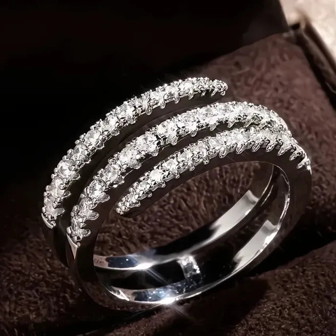 Fashion Geometric Cubic Zirconia Bridal Wedding Ring for Women Brass Jewelry