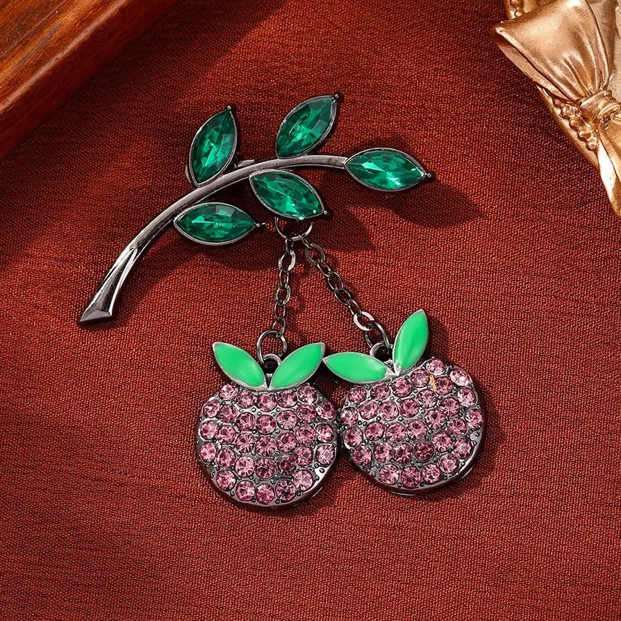 Classic Cherry Fruit Brooch for Men and Women Elegant Gift Accessory