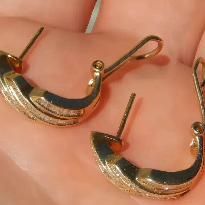 Geometric Irregular Hoop Earrings for Women Copper Alloy CZ Daily Party Wear