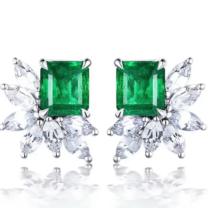 Gorgeous Women's Blue White Round Cubic Zirconia Stud Earrings Luxury Wedding Party Jewelry
