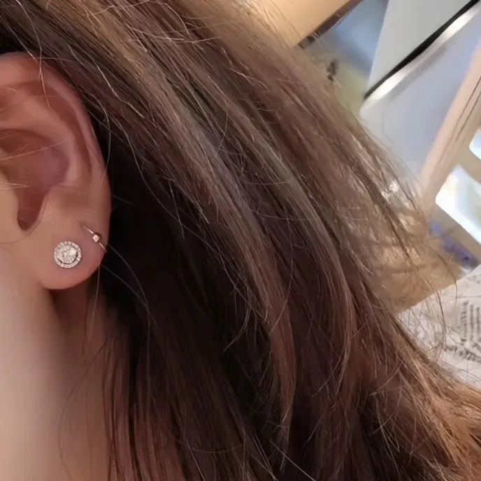 Classic Women's Stud Earrings Gold & Silver Color Cubic Zirconia Crystal Fashion Jewelry