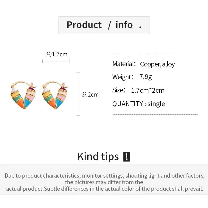 2024 Korean Women’s Heart Hoop Earrings Gold Plated Copper Jewelry Gift