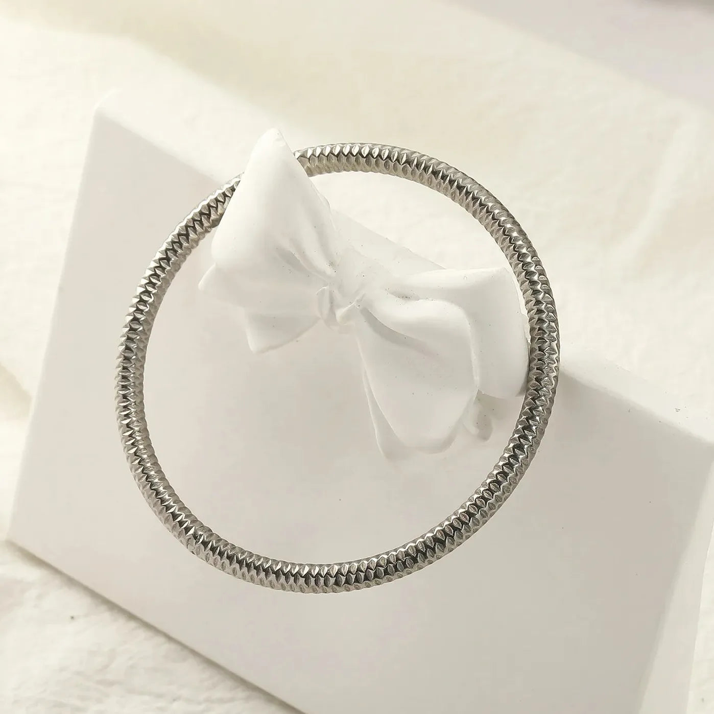 Punk Lava Textured Stainless Steel Bangle for Women Waterproof Vintage Jewelry Twist