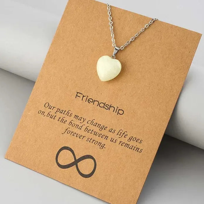 Blue Luminous Heart Pendant Necklace Glow in Dark Couple Jewelry Gift