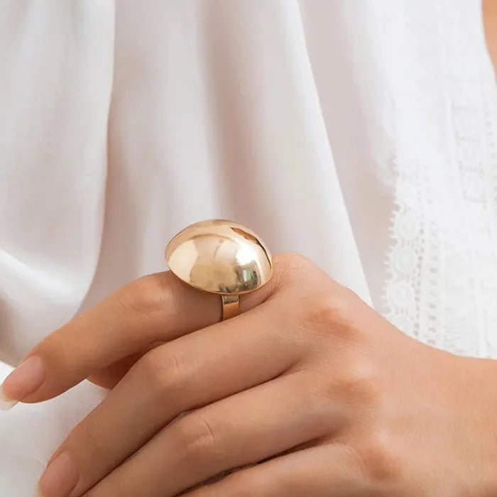 Geometric Oval Adjustable Unisex Fashion Ring Symbolizing Balance and Harmony