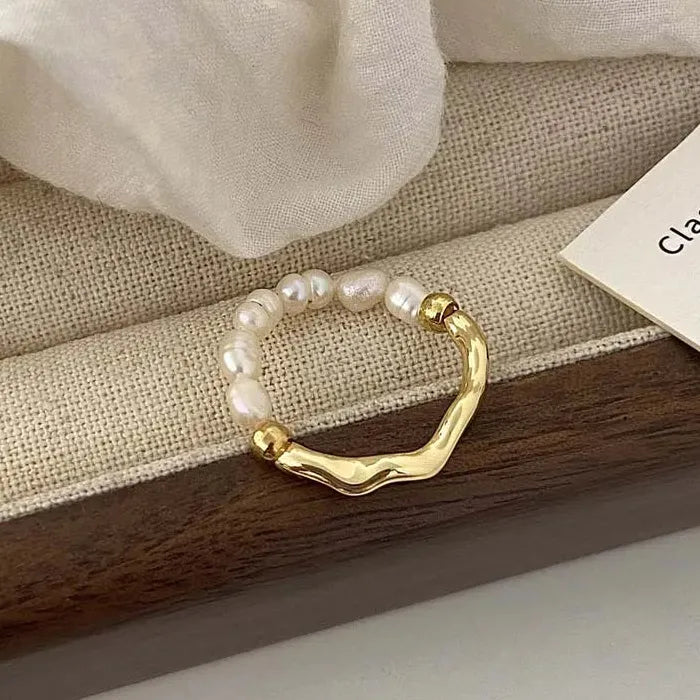 2026 Silver Pearl Geometric Handmade Wedding Rings for Women Couples Gifts Jewelry