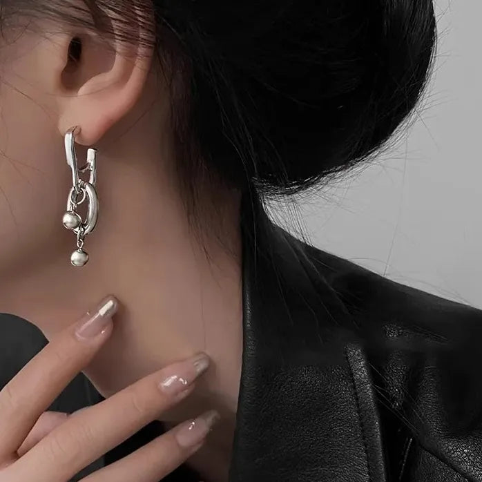 Irregular Geometric Metal Pendant Stud Earrings for Women Hip-Hop Rock