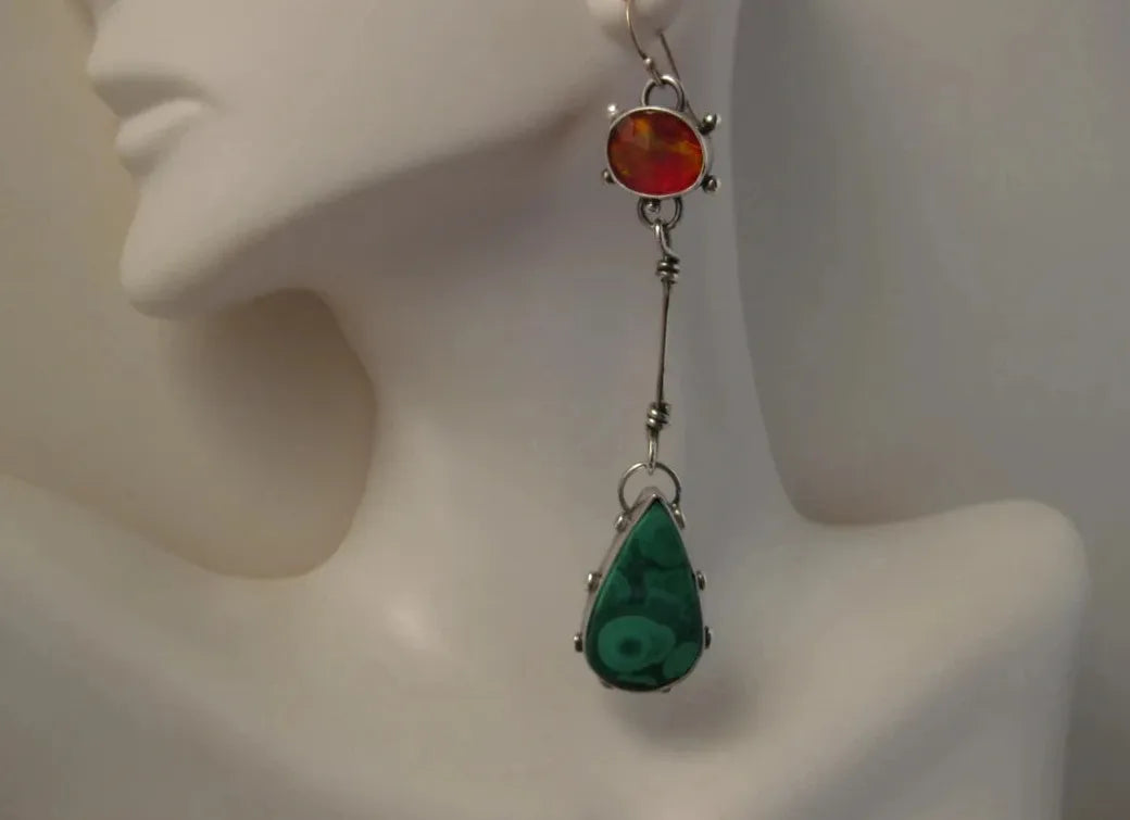 Vintage Geometric Water Drop Resin Zinc Alloy Dangle Earrings for Women
