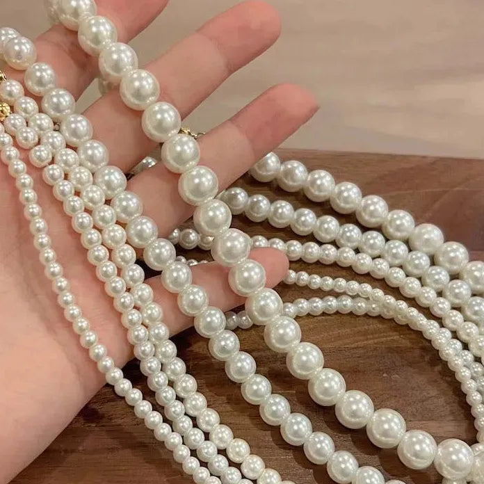 Vintage White Imitation Pearl Chain Choker Necklace for Women Gift Jewelry