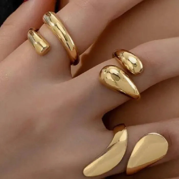 9Pcs Gold Geometric Adjustable Rings Set Fashion Jewelry for Men Women