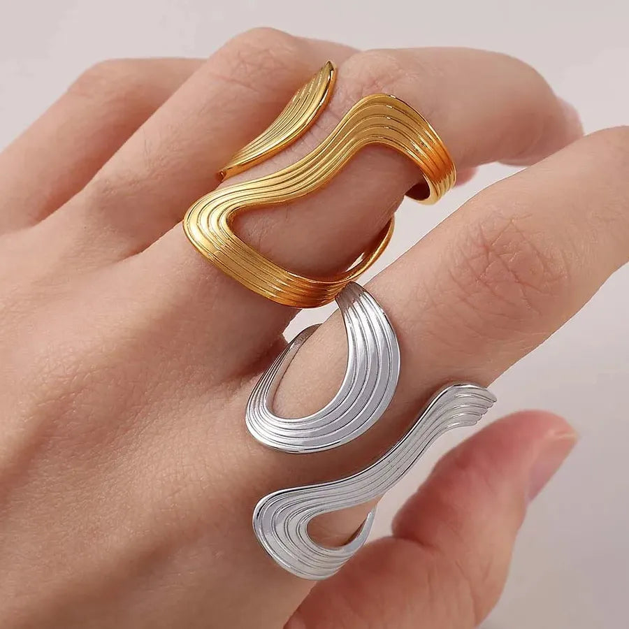 6Pcs Boho Geometric Irregular Hollow Rings Set for Women Fashion Jewelry
