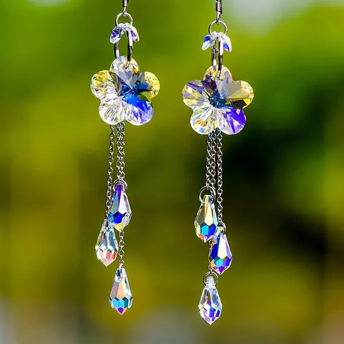 Korean Zircon Crystal Water Drop Tassel Earrings for Women Wedding Party Jewelry