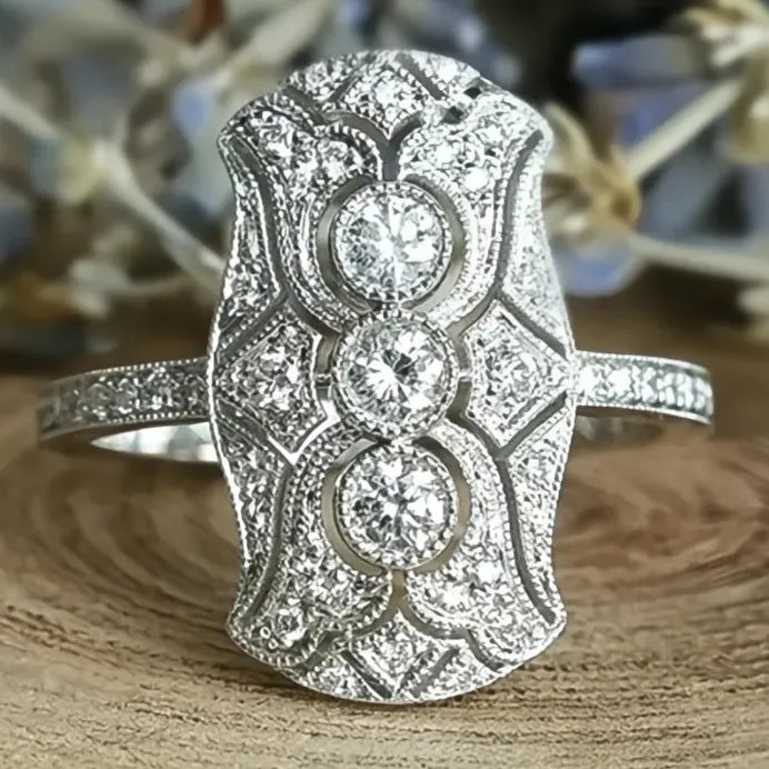 Temperament Women's Cubic Zirconia Geometric Party Ring for Anniversary