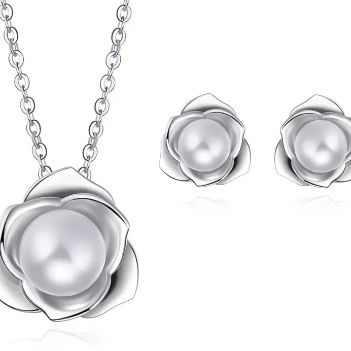 Elegant Imitation Pearl Plant Pendant Necklace for Women Anniversary Gift
