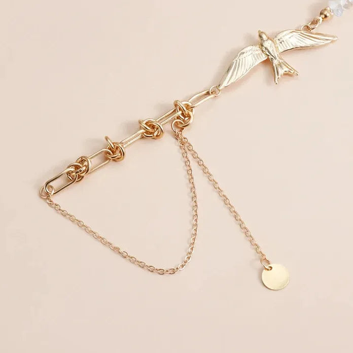 Swallow Pendant Crystal Necklace for Women Adjustable Zinc Alloy Jewelry Gift
