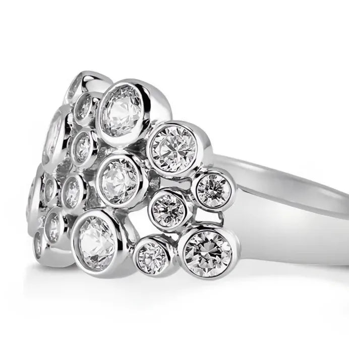 Women’s Multi-Round Cubic Zirconia Silver Wedding Engagement Band Ring