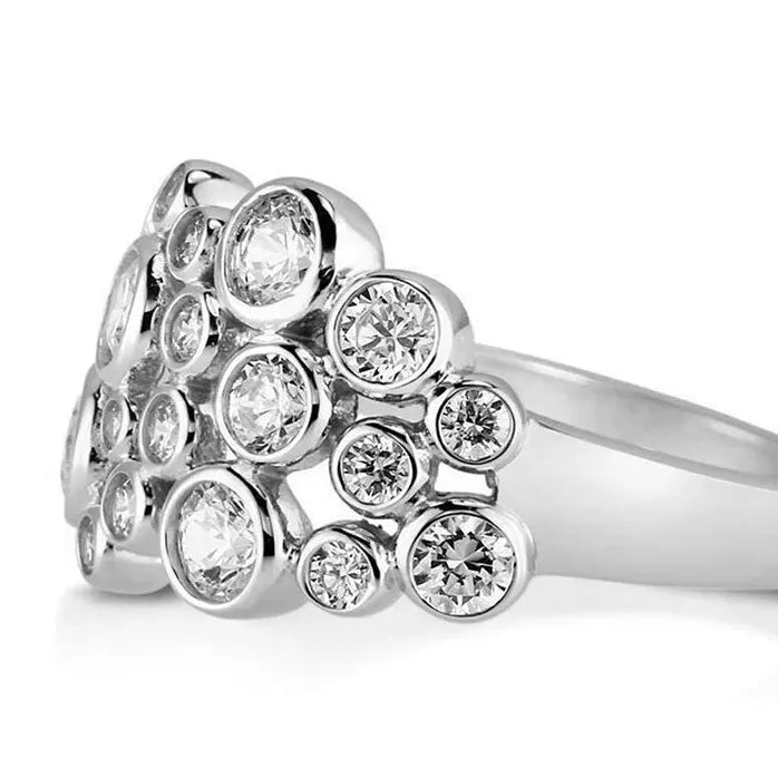 Geometric Cubic Zirconia Women’s Wedding Engagement Band Silver Ring