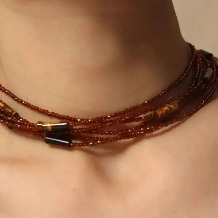 Vintage Crystal Beaded Multi-Layer Long Necklaces for Women Jewelry Gift