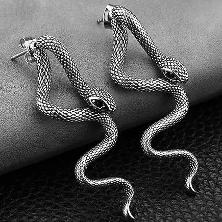 2026 Gothic Snake Zinc Alloy Detachable Long Stud Earrings for Men Women
