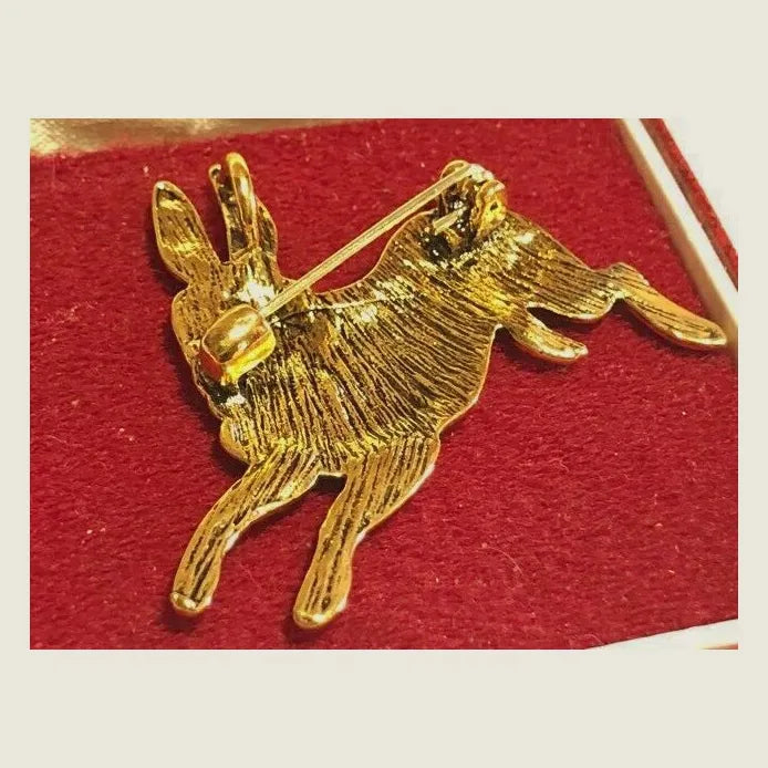 Vintage Art Deco Rabbit Brooch Pin Small Enamel Animal Jewelry Gift