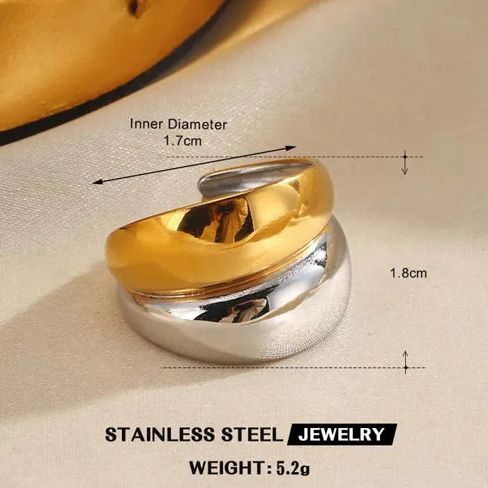 Adjustable Stainless Steel Star Ring for Women Gold Color Punk Jewelry Gift