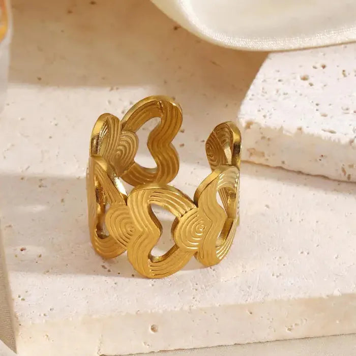 Stainless Steel Heart Opening Rings for Men Women Romantic Couple Jewelry Gift