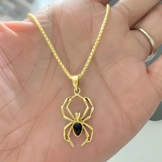 Spider Pendant Necklace for Women Girls, Acrylic Brass Geometric Y2K Silver Chain