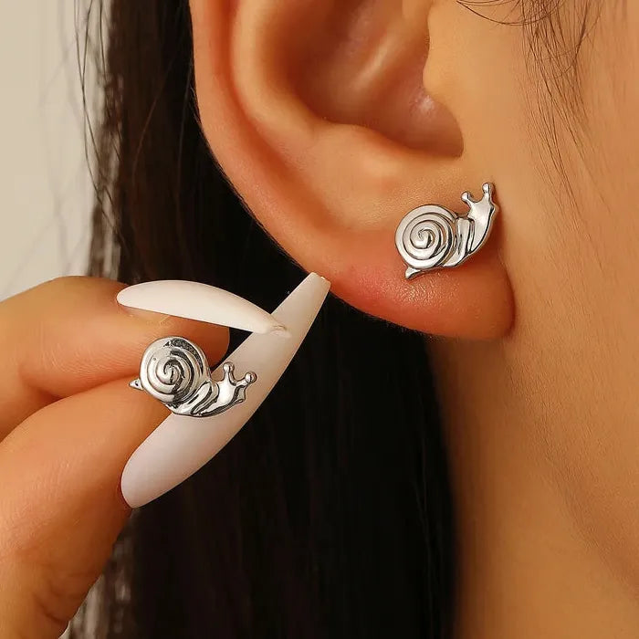Copper Snail Stud Earrings for Women Vintage Small Animal Jewelry Gift