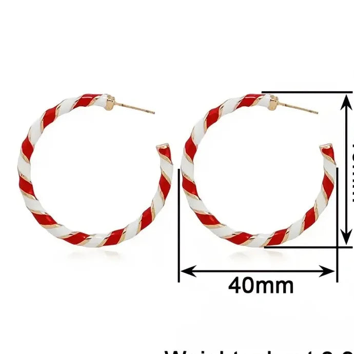 Women Geometric Enamel Brass Hoop Earrings for Party Wedding Daily Wear