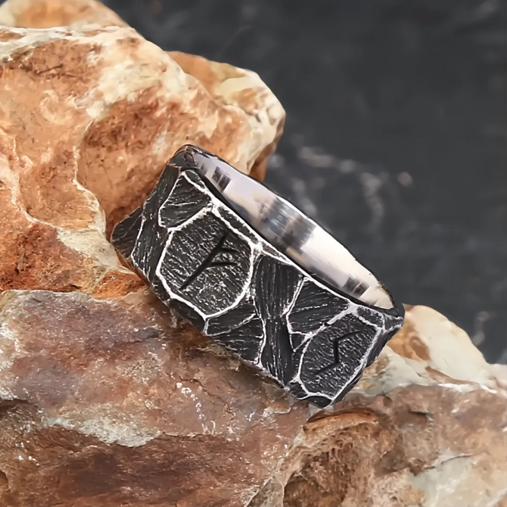 Vintage Nordic Viking Rune Stainless Steel Rings for Men Women Punk Biker Couple Jewelry Gift Amulet